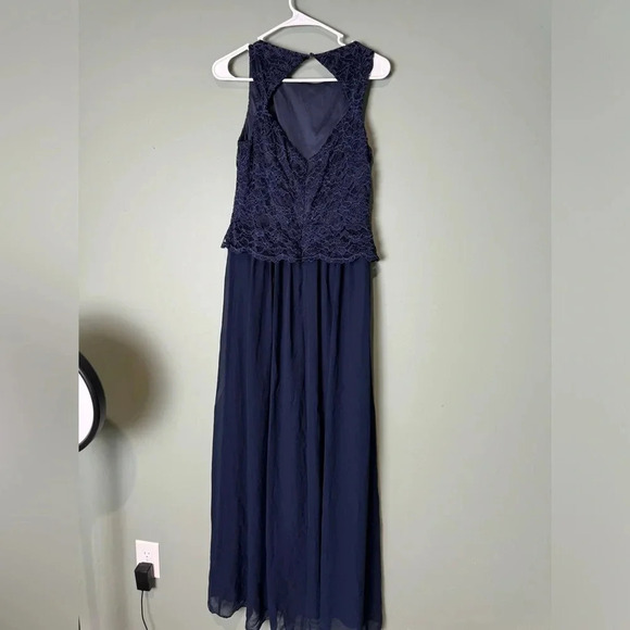 Chaps NWT Women’s Evening Dress Navy Blue Long Length Sleveless Size 6 - Picture 3 of 7